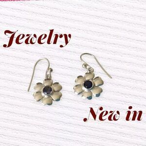 925 Sterling Silver Earrings Natural Blue Iolite Gemstone Flower Shaped Earrings